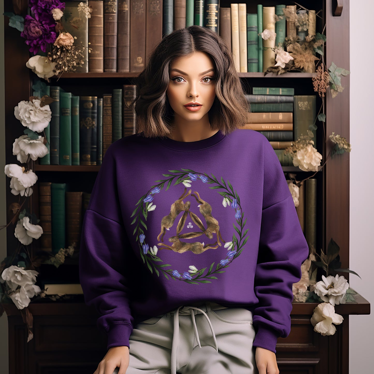Ostara Hare Sweatshirt in Purple