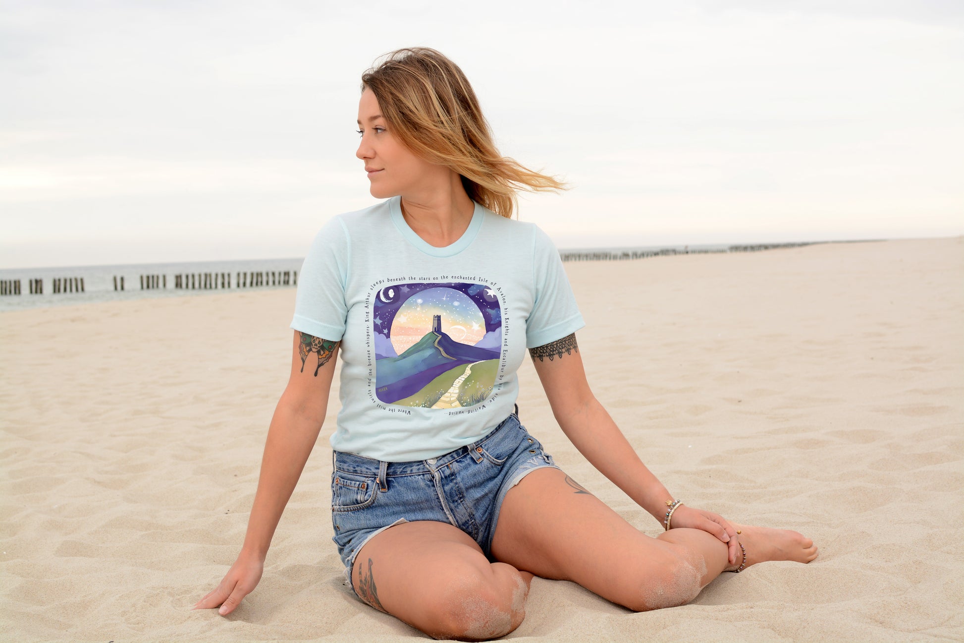 Mystical Arthurian legend T-Shirt in Heather Ice Blue