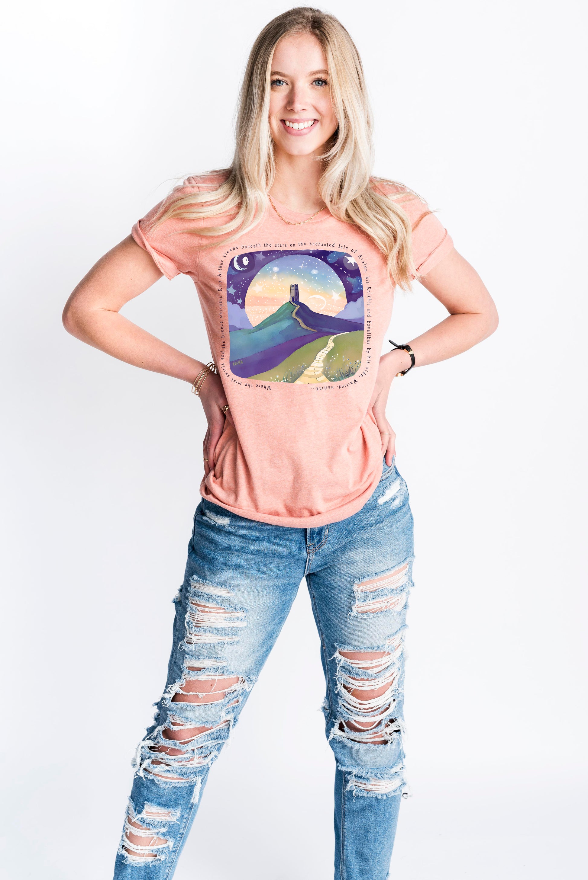 Mystical Arthurian legend T-Shirt in Heather Sunset