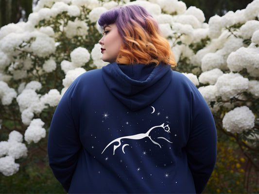 Celestial Back Print Hoodie in Navy