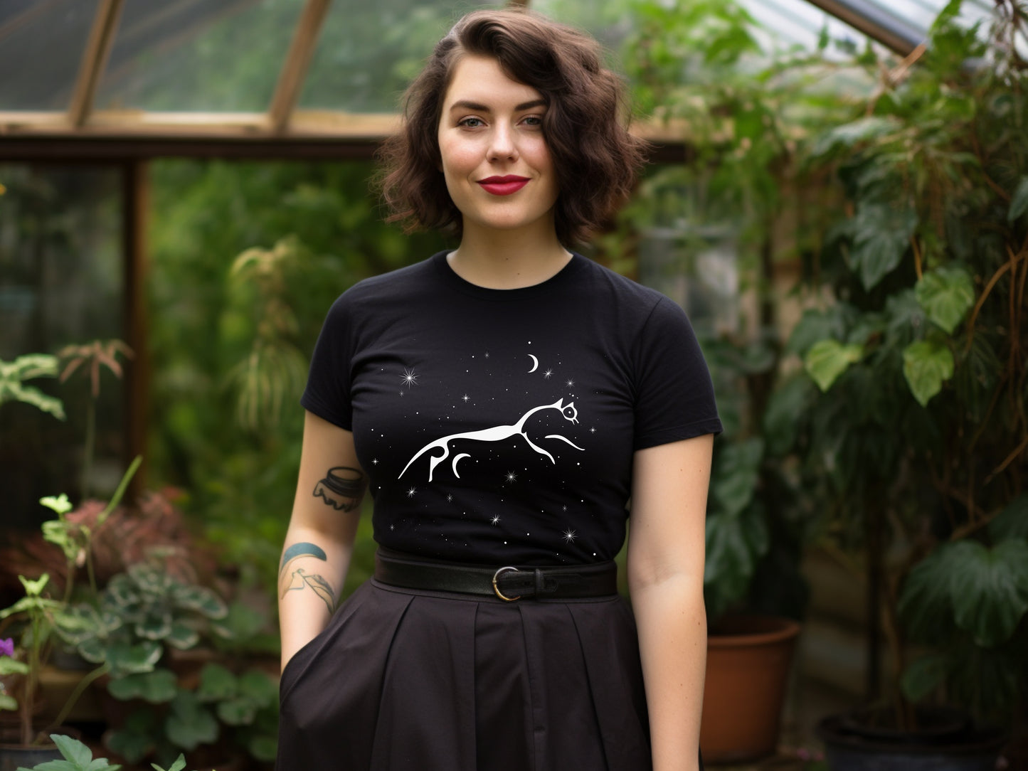 Celestial Uffington Horse T-Shirt in Black