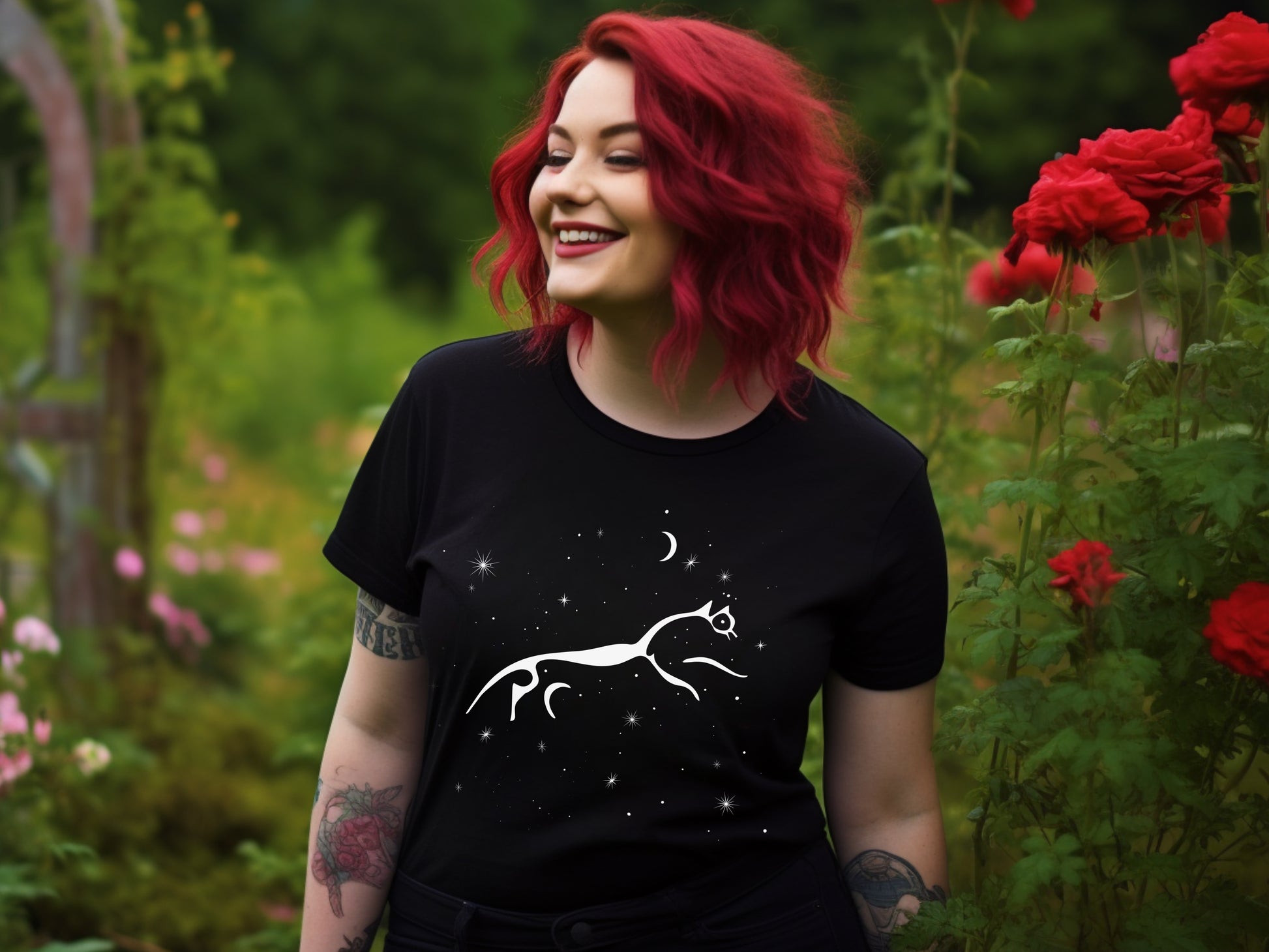 Celestial Uffington Horse T-Shirt in Black