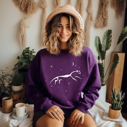 Celestial Uffington Horse Sweatshirt in team purple