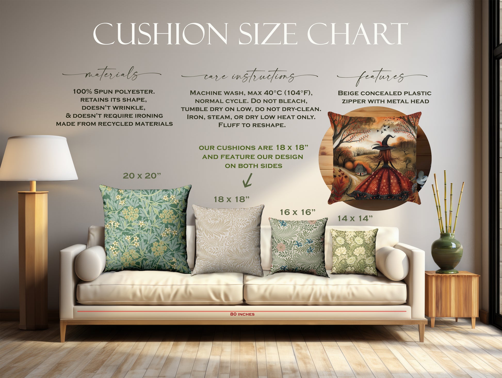 18x18 folklore cushion size guide