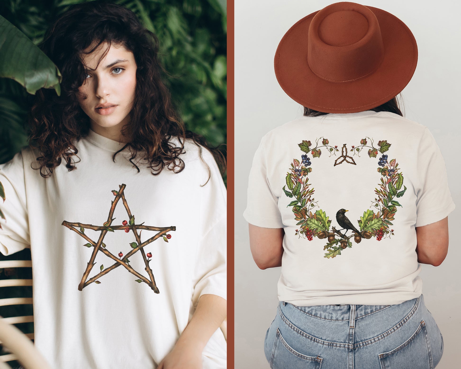 Double Sided Pentacle T-Shirt in Soft Cream
