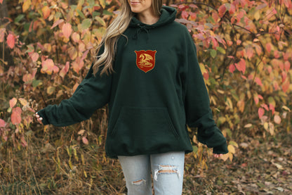 King Arthur's Camelot Hoodie with Front and Back print in Forest Green