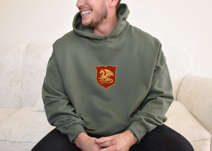 King Arthur's Camelot Hoodie with Front and Back Print in Military Green