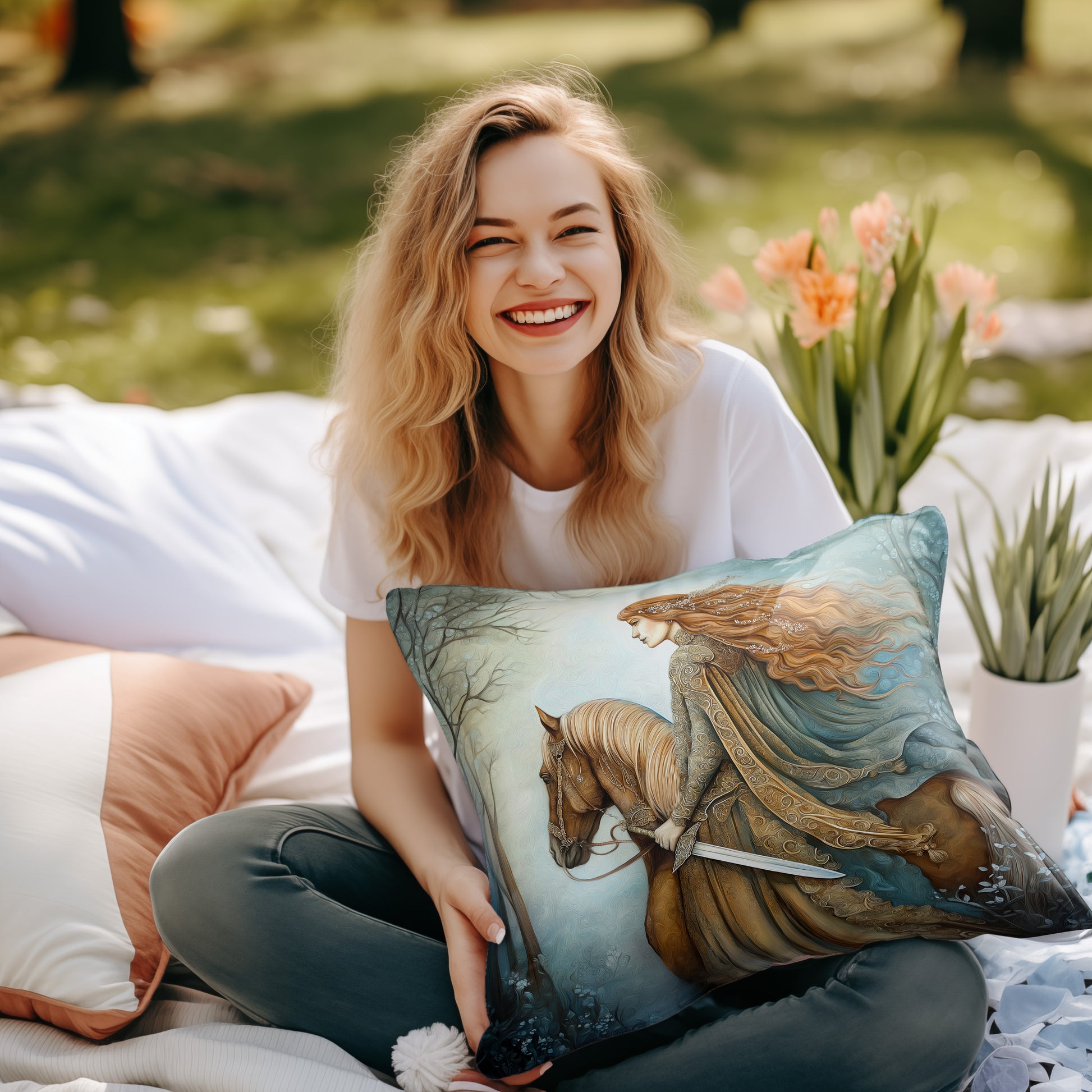 Princess Gwenllian faux suede cushion