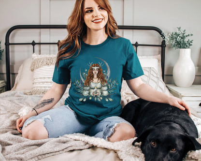 Imbolc Goddess T-Shirt in deep teal