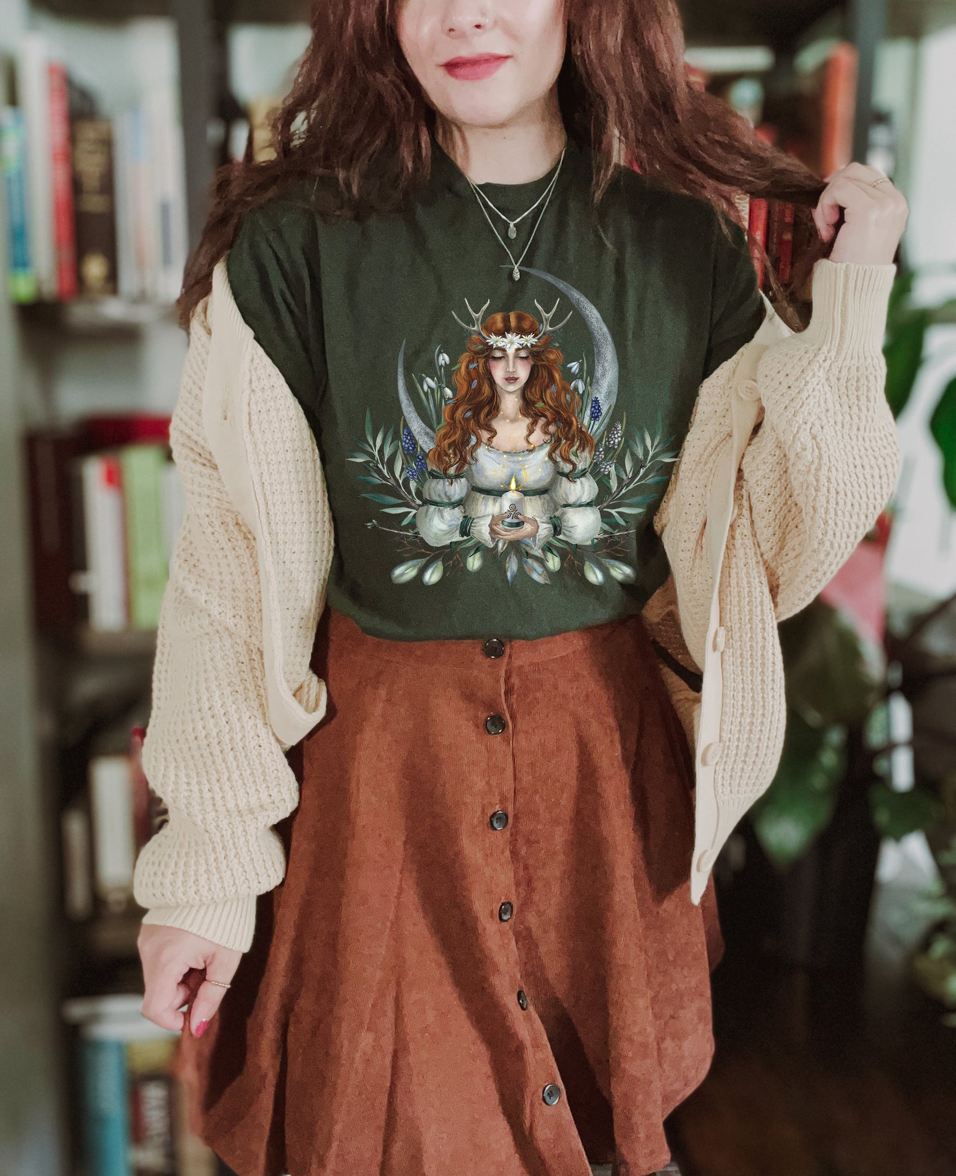 Imbolc Goddess T-Shirt in forest