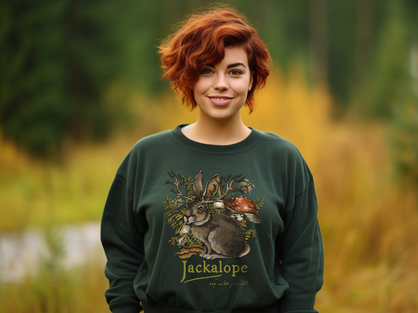 Jackalope sweatshirt in forest green