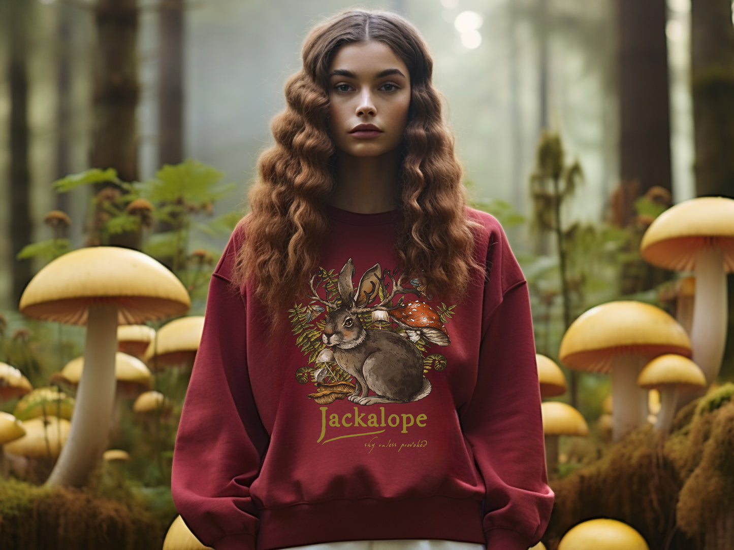 Jackalope sweatshirt in maroon