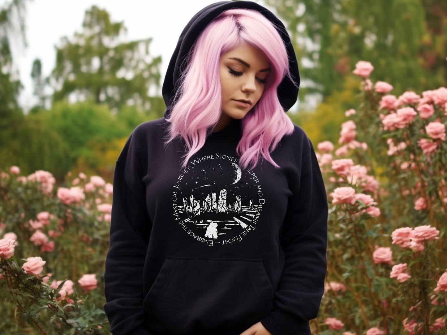 Mystical Stones Hoodie in Black