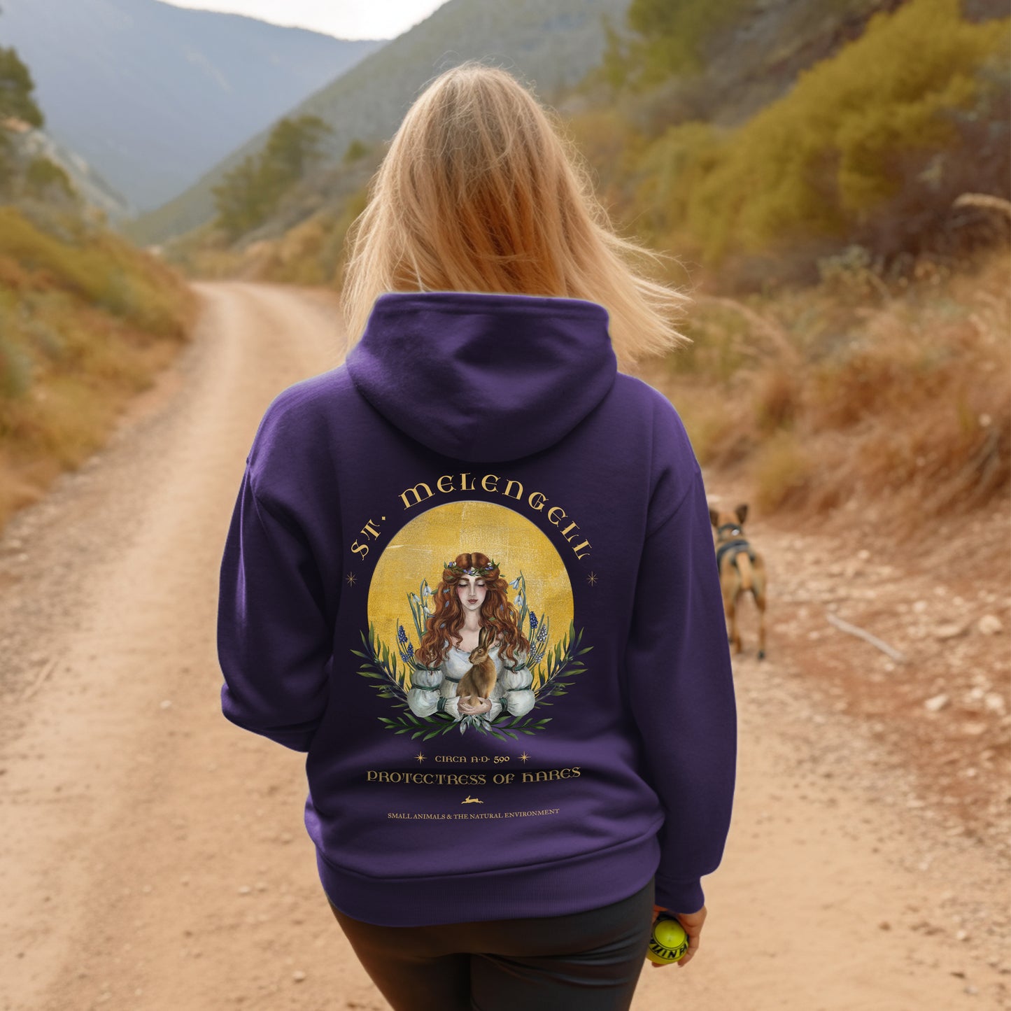 St Melangell Hoddie inPurple