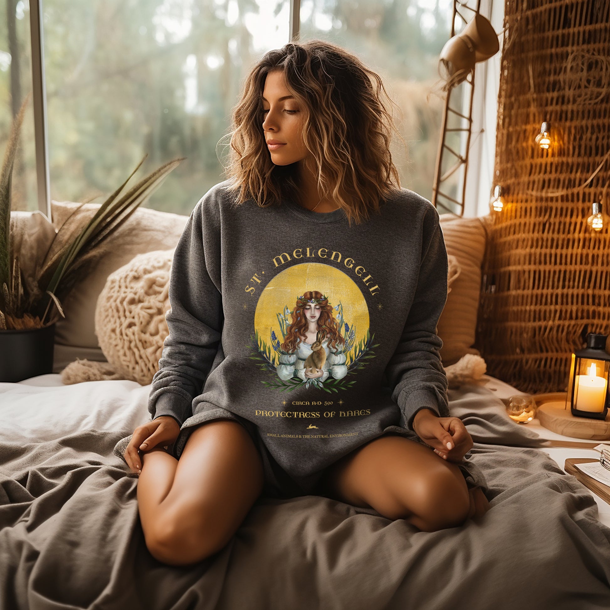 St Melangell Sweatshirt in Dark Heather