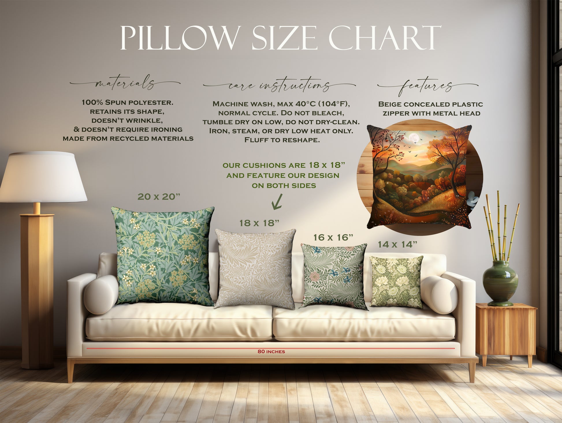 Pipin Willow autumn cushion size guidesi
